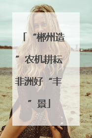 “郴州造”农机耕耘非洲好“丰”景