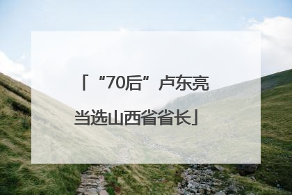 “70后”卢东亮当选山西省省长