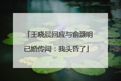 王晓晨回应与俞灏明已婚传闻：我头昏了