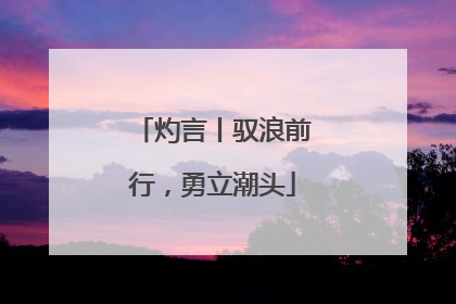 灼言丨驭浪前行，勇立潮头