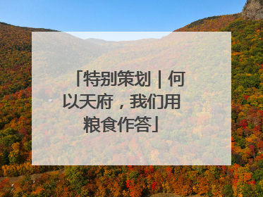 特别策划｜何以天府，我们用粮食作答