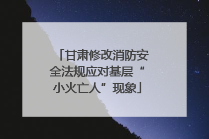 甘肃修改消防安全法规应对基层“小火亡人”现象