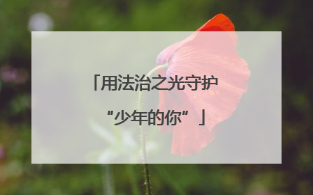 用法治之光守护“少年的你”