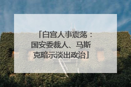 白宫人事震荡：国安委裁人、马斯克暗示淡出政治