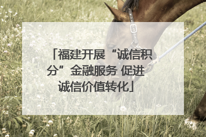 福建开展“诚信积分”金融服务 促进诚信价值转化
