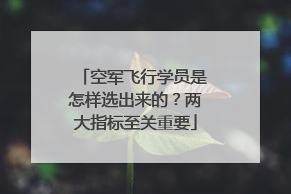 空军飞行学员是怎样选出来的？两大指标至关重要