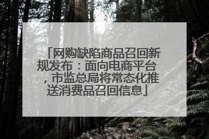 网购缺陷商品召回新规发布：面向电商平台，市监总局将常态化推送消费品召回信息