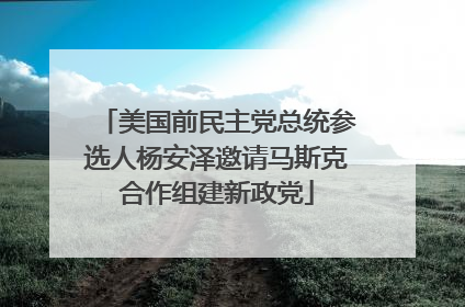 美国前民主党总统参选人杨安泽邀请马斯克合作组建新政党