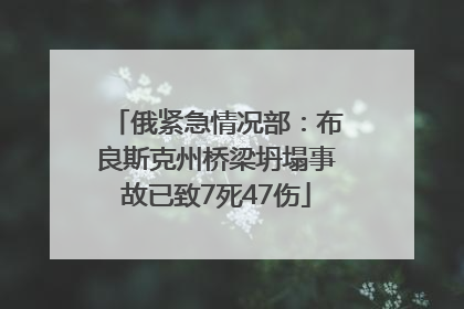 俄紧急情况部：布良斯克州桥梁坍塌事故已致7死47伤
