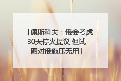 佩斯科夫：俄会考虑30天停火提议 但试图对俄施压无用