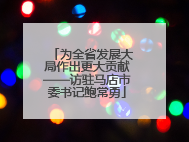 为全省发展大局作出更大贡献——访驻马店市委书记鲍常勇