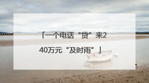 一个电话“贷”来240万元“及时雨”