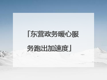 东营政务暖心服务跑出加速度