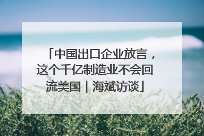 中国出口企业放言，这个千亿制造业不会回流美国｜海斌访谈