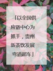 以全国供应链中心为抓手，贵州新茶饮发展弯道超车