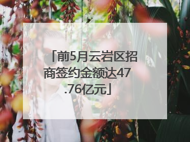 前5月云岩区招商签约金额达47.76亿元