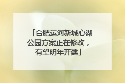 合肥运河新城心湖公园方案正在修改，有望明年开建