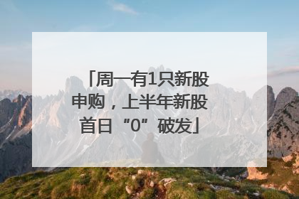 周一有1只新股申购，上半年新股首日“0”破发