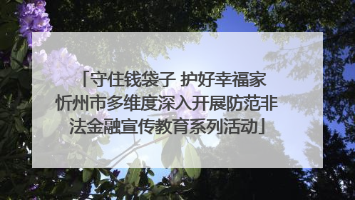 守住钱袋子 护好幸福家 忻州市多维度深入开展防范非法金融宣传教育系列活动