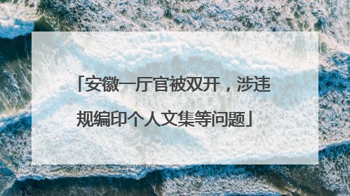 安徽一厅官被双开，涉违规编印个人文集等问题