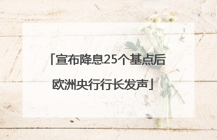 宣布降息25个基点后 欧洲央行行长发声