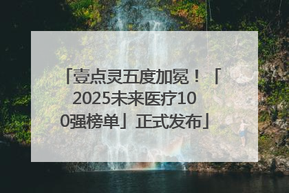 壹点灵五度加冕！「2025未来医疗100强榜单」正式发布