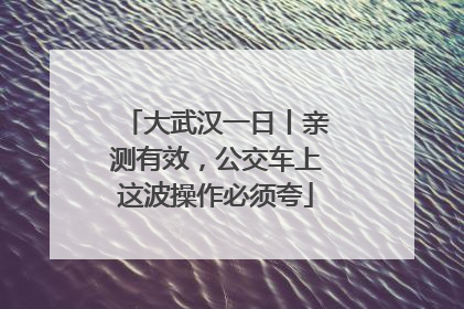 大武汉一日丨亲测有效，公交车上这波操作必须夸