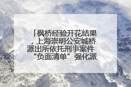枫桥经验开花结果，上海崇明公安城桥派出所依托刑事案件“负面清单”强化派出所“主防”