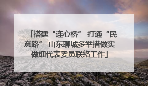 搭建“连心桥” 打通“民意路” 山东聊城多举措做实做细代表委员联络工作