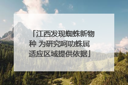 江西发现蜘蛛新物种 为研究呵叻蛛属适应区域提供依据