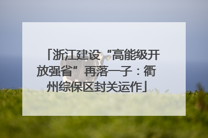浙江建设“高能级开放强省”再落一子：衢州综保区封关运作
