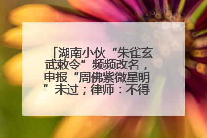 湖南小伙“朱雀玄武敕令”频频改名，申报“周佛紫微星明”未过；律师：不得违背公序良俗