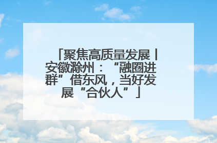 聚焦高质量发展丨安徽滁州：“融圈进群”借东风，当好发展“合伙人”