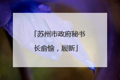 苏州市政府秘书长俞愉，履新