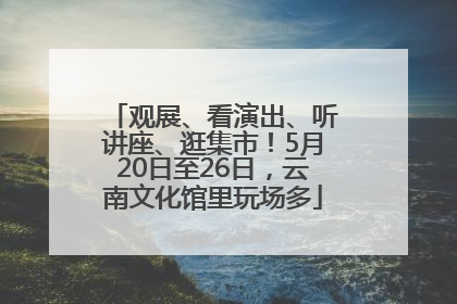 观展、看演出、听讲座、逛集市！5月20日至26日，云南文化馆里玩场多