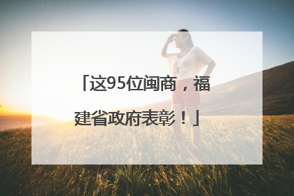 这95位闽商，福建省政府表彰！