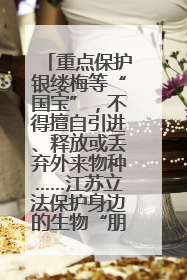 重点保护银缕梅等“国宝”，不得擅自引进、释放或丢弃外来物种……江苏立法保护身边的生物“朋友圈”