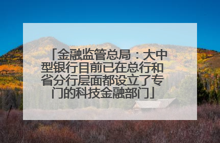 金融监管总局：大中型银行目前已在总行和省分行层面都设立了专门的科技金融部门