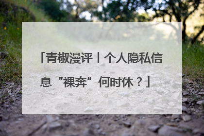 青椒漫评丨个人隐私信息“裸奔”何时休？