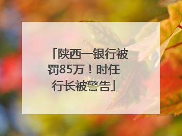 陕西一银行被罚85万！时任行长被警告