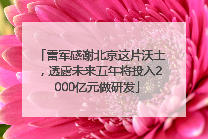 雷军感谢北京这片沃土，透露未来五年将投入2000亿元做研发