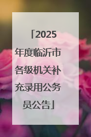 2025年度临沂市各级机关补充录用公务员公告