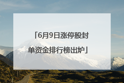 6月9日涨停股封单资金排行榜出炉